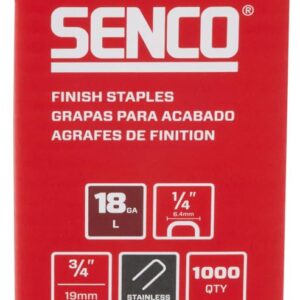 SENCO L11BGBR 3/4" 18 Gauge 1/4" Crown Finish Staples, Stainless Steel Finish 1,000 Count Pack