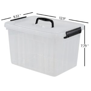 Melontray 10 L Clear Plastic Latch Storage Box with Lids, Set of 4 Plastic Storage Bins