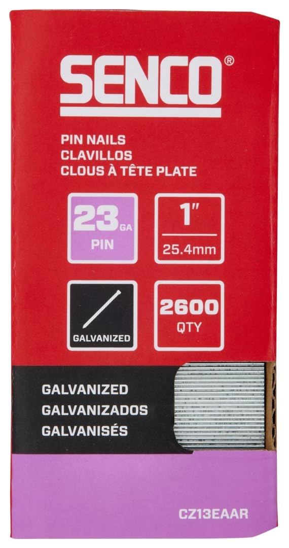 SENCO CZ13EAAR 1" 23 Gauge Pin Nails, Galvanized Finish 2,600 Count Pack