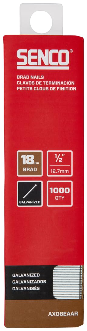 SENCO AX08EAAR 1/2" 18 Gauge Brad Nails, Galvanized Finish 1,000 Count Pack