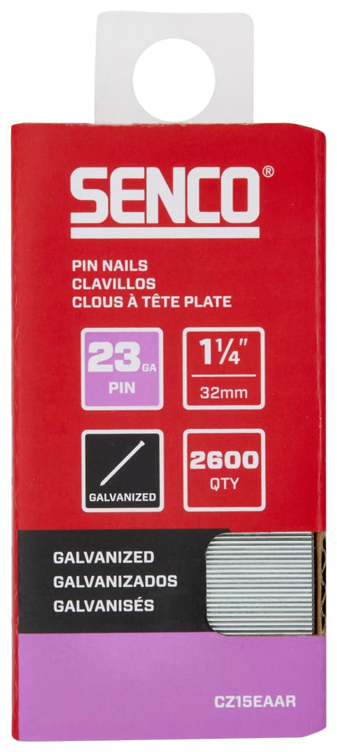 SENCO CZ15EAAR 1-1/4" 23 Gauge Pin Nails, Galvanized Finish 2,600 Count Pack