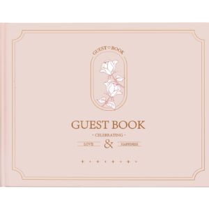 FOUNCY Wedding Guest Book - Elegant Hardcover Guest Book to Sign in & Photos,100 Blank Pages for Wedding Reception, Bridal, Baby Showers and Birthdays - Pink, 9"x7", Ivory Paper