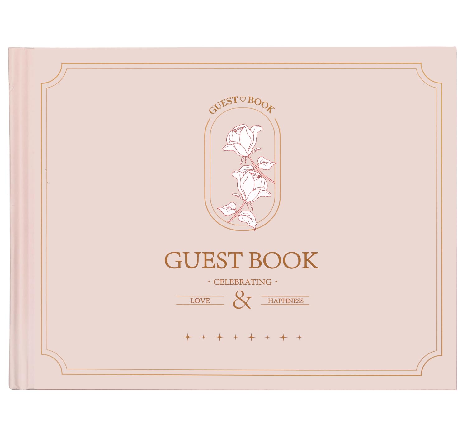 FOUNCY Wedding Guest Book - Elegant Hardcover Guest Book to Sign in & Photos,100 Blank Pages for Wedding Reception, Bridal, Baby Showers and Birthdays - Pink, 9"x7", Ivory Paper