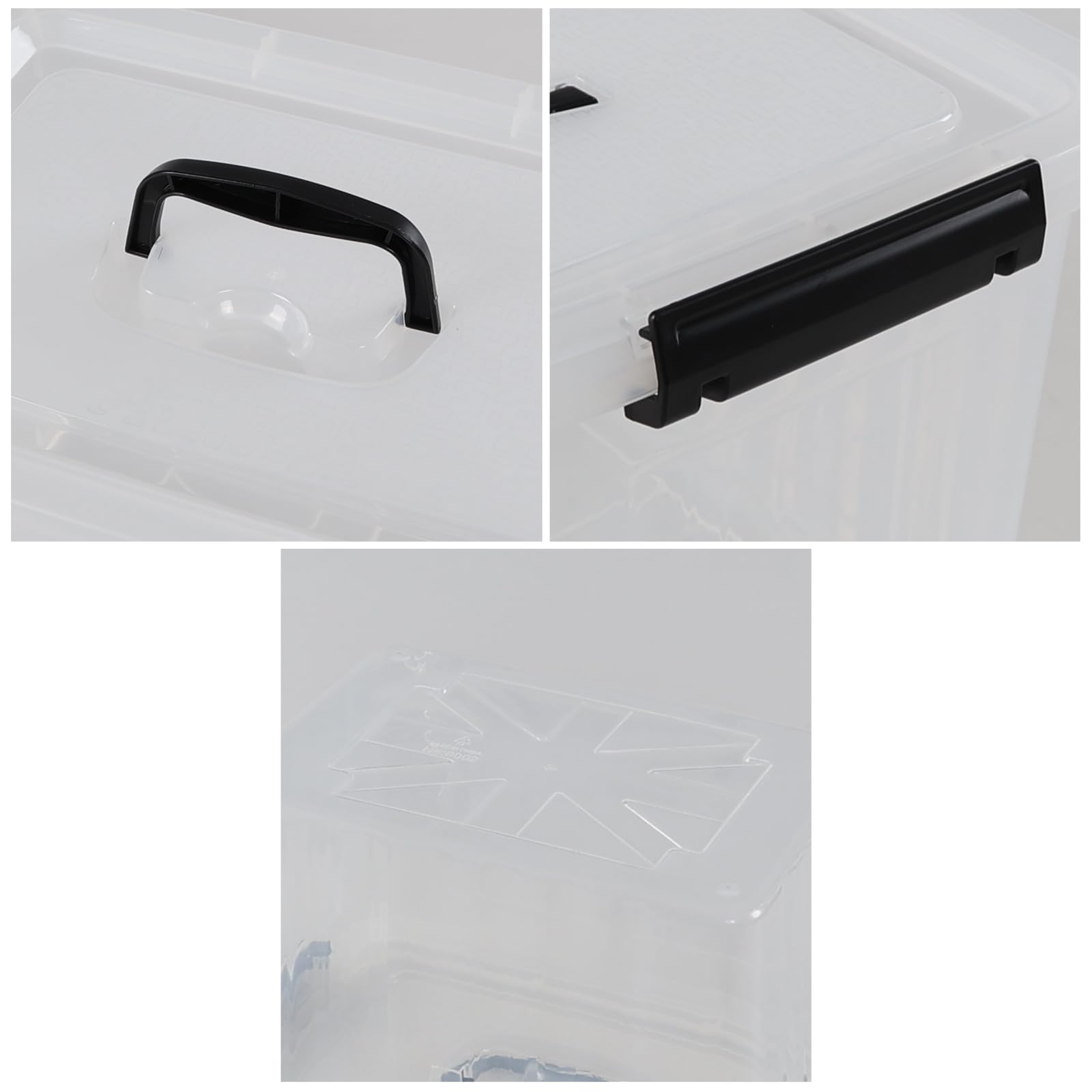 Melontray 10 L Clear Plastic Latch Storage Box with Lids, Set of 4 Plastic Storage Bins