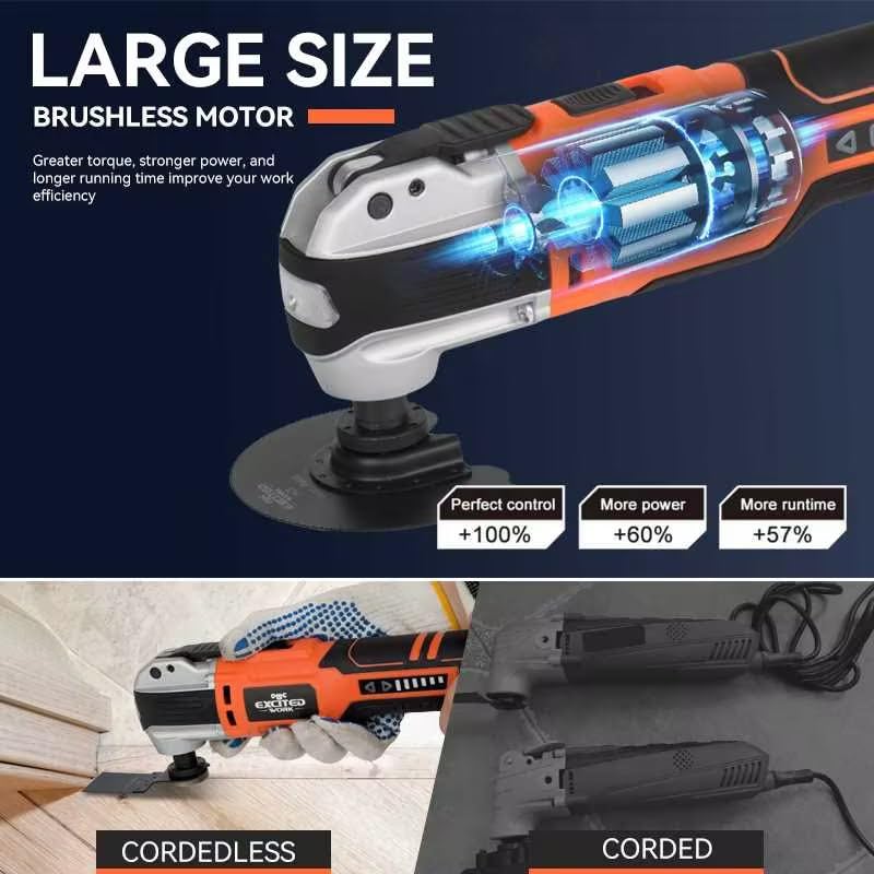 20V Cordless Oscillating Tool Kits, LAZYLAND Brushless Oscillating Multitool with 6-variable speed, Battery and accessories for Cutting, Grinding, Scraping, Sanding