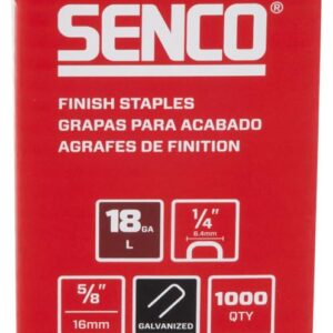 SENCO L10BABR 5/8" 18 Gauge 1/4" Crown Finish Staples, Galvanized Finish 1,000 Count Pack