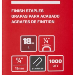 SENCO L11BGBR 3/4" 18 Gauge 1/4" Crown Finish Staples, Stainless Steel Finish 1,000 Count Pack