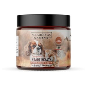 all american canine complete heart health cardiac function support powdered supplement food topper for working, hunting & sports dogs, 90 servings