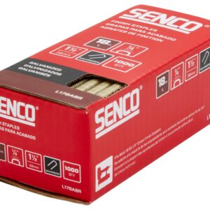 SENCO L17BABR 1-1/2" 18 Gauge 1/4" Crown Finish Staples, Galvanized Finish 1,000 Count Pack