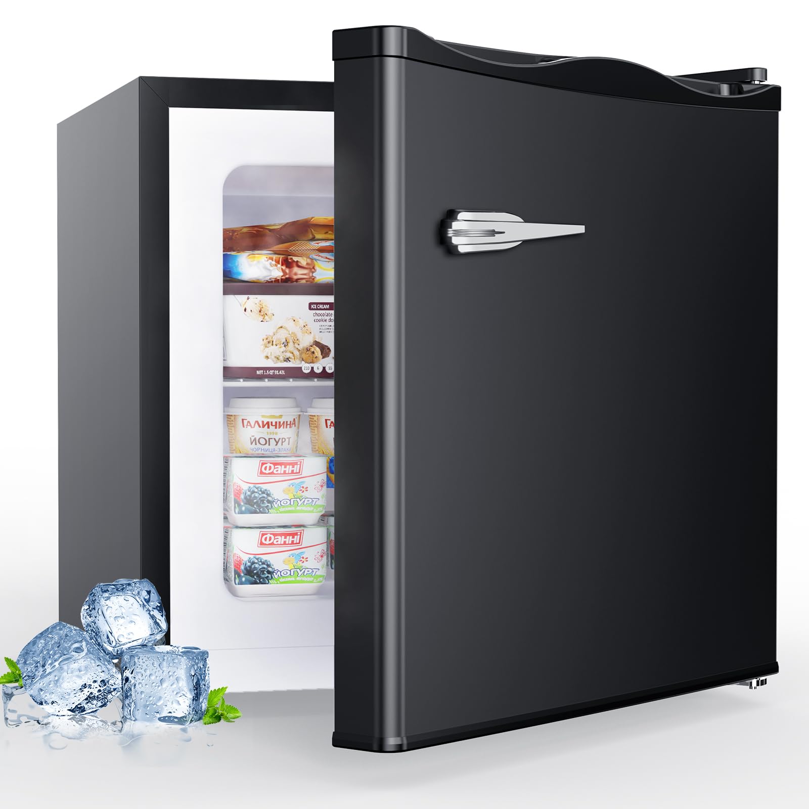 FREE VILLAGE Upright Freezer - 1.2 Cu.ft Small Upright Freezer with 5°F to -11°F, Adjustable Temperature for Singles & Small Families, Energy-Efficient, Ideal for Apartments & Dorms, Black