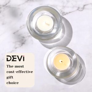 DEVI Soy Wax Tea Lights Candles 100 Pack Paraffin-Free, Soy Tealight Candles Bulk-4 Hours Long Burning, Unscented White Small Tea Candles-Burn Evenly, Candles for Woman, Wedding Baby Shower Favors