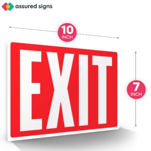 Exit Sign Stickers - Glow in The Dark - 4 pcs, 10" by 7" - Ideal Illuminated Emergency Exit Signs for Business or Office - Photoluminescent and UV Protected - Apply to Door, Wall, Window