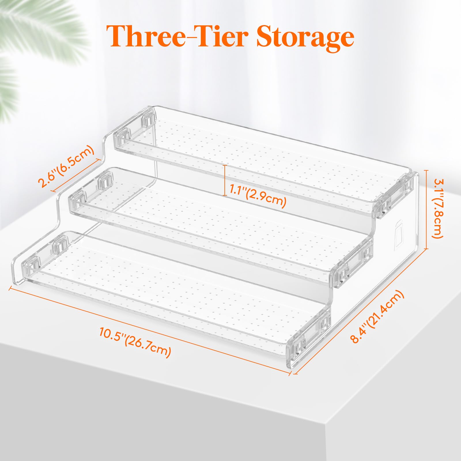 Lifewit Plastic 2 Pack 3-Tier Spice Rack, Clear Spice Organization for Cabinet, Counter, Organizer Shelf for Condiment, Seasoning, Syrup, Liquor, Medicine and Perfume for Kitchen, Pantry, Bar, Bath