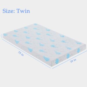 5 Inch Gel Memory Foam Mattress, Twin, Medium-Firm Bed Mattress Dolphin,Washable Cover Breathable Pressure Relief Cool Sleep Bed in a Box CertiPUR-US Certified