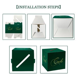 FALIZIFU Green and Gold Card Box Gift Card Box Holder Envelope Box for Wedding Birthday Baby Shower Graduation Party Card Box