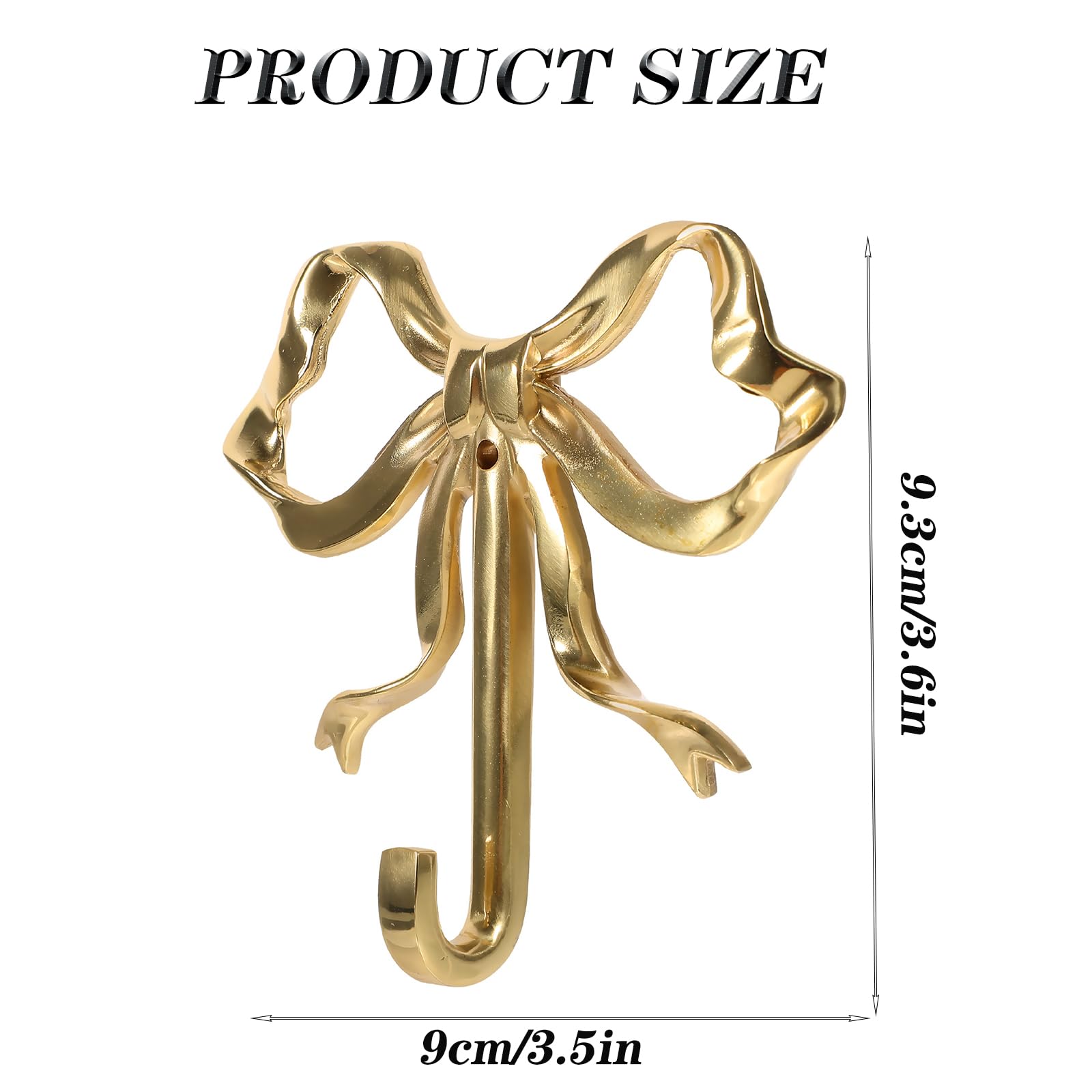 KOKOWOO Bow Hook Gold, Brass Hook, Wall Hook Home Decorative Hook Bow-Knot Brass Hook Gold Bow Hanger for Wall Hooks for Hanging for Coat Hat Towel Multi-Purpose Hooks (Medium)