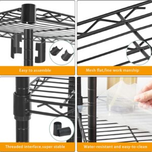 Yaliuliu 3 Tier Black Storage Racks and Shelving - Metal Steel Pantry Shelves - Adjustable Storage Shelf Metal Storage Organizer Wire Rack, Suitable for Kitchen, Bathroom, Bedroom,Closet