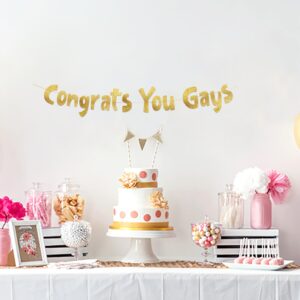 Congrats You Gays Lesbian Bachelorette and Gay Bachelor Party enGayged Banner – LGBTQ decorations for Bride and Groom – Pride – Gay Wedding