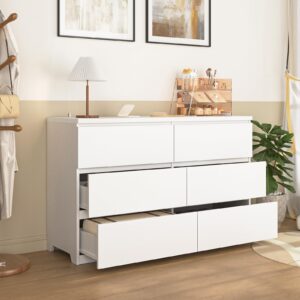 UZUGUL White Dresser for Bedroom, 48'' Modern 6 Drawer Dresser with Deep Drawer,Storage Chest of Drawer, Wood Dresser,Bedroom Dresser Furniture,TV Dresser for Living Room