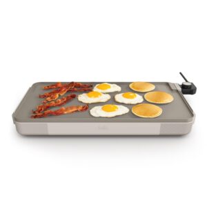 bella 12" x 22" electric griddle with evergood™ ceramic nonstick coating, removable temperature probe, dishwasher-safe drip tray & cool touch handles, cook up to 15 eggs, 1500 watt, oatmilk