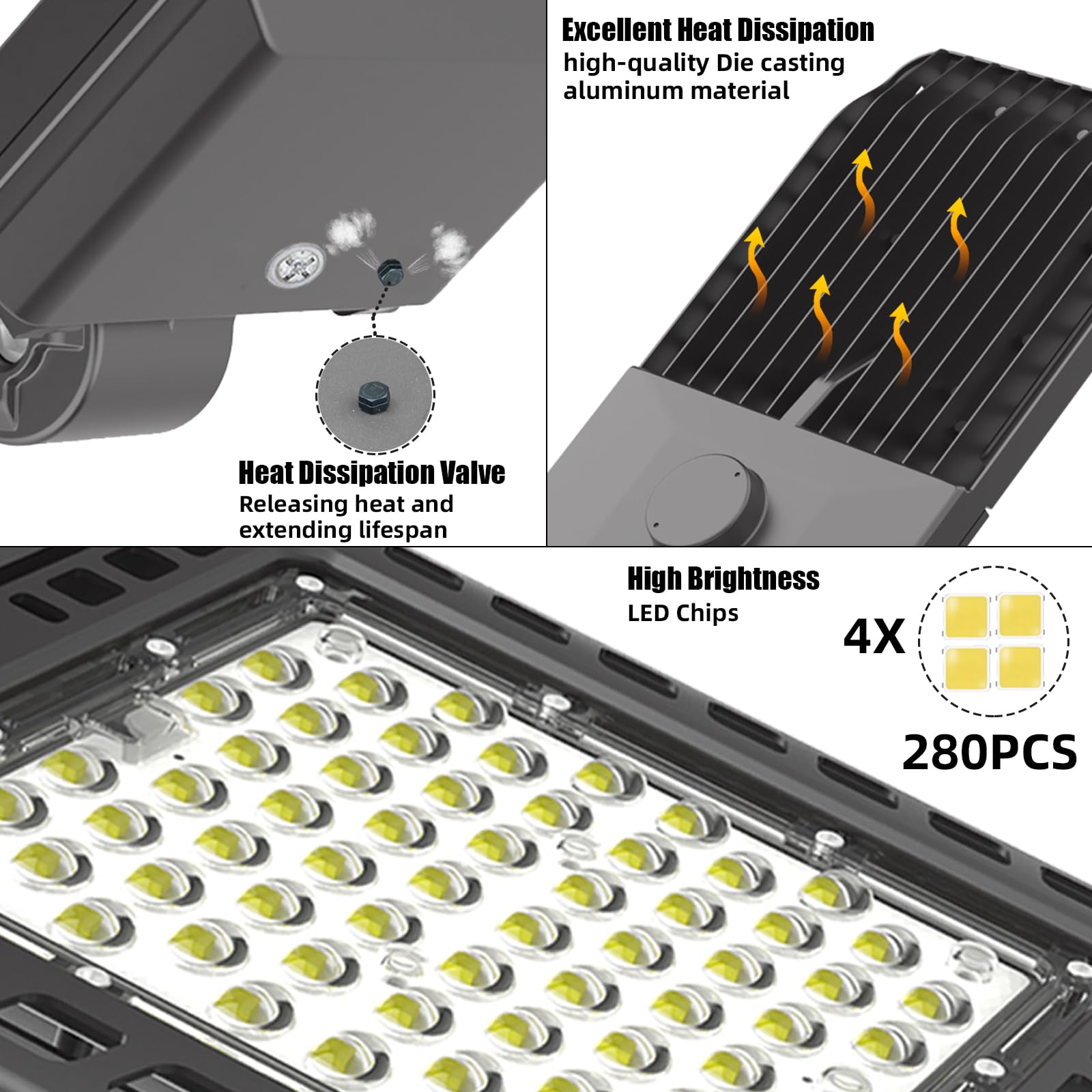 SEURON 4Pack 300W LED Parking Lot Lights with Adjustable Arm Mount, 39000LM Dusk to Dawn Photocell 5000K LED Outdoor Commercial Area Lighting, 100-277V IP65 Shoebox Light for Yard Roadway, ETL Listed