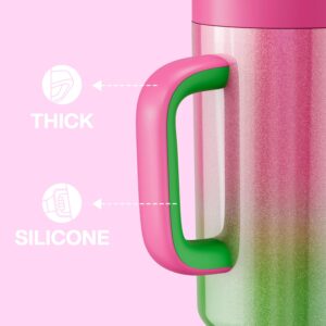 ENCOOL 40 oz Tumbler with Handle and Flip Straw, 100% Leak Resistant Tumbler with Lid and Straw, Insulated Stainless Steel Travel Coffee Mug, Keeps Cold for 34 Hours, Cupholder Friendly (Fuchsia)