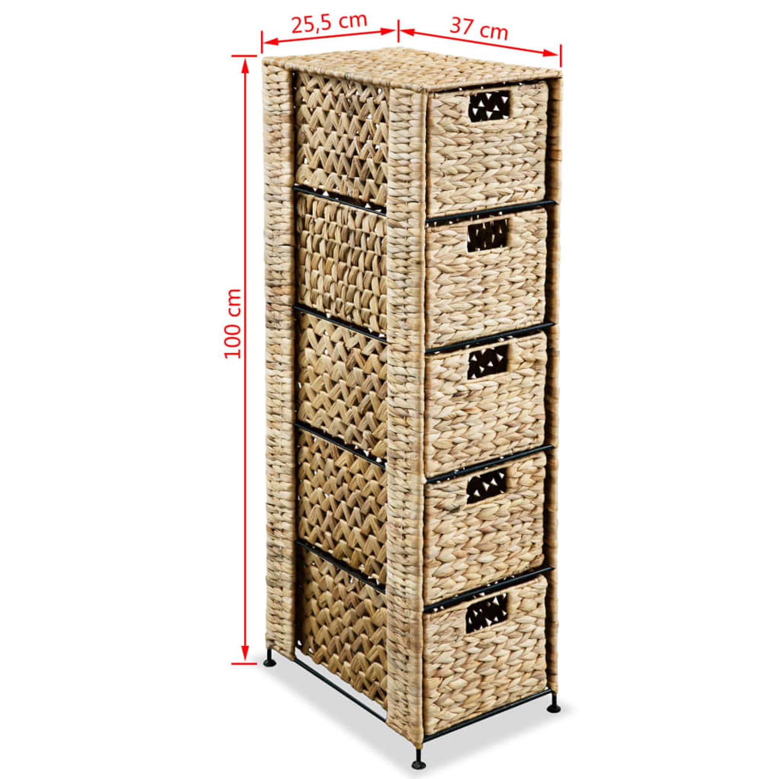 Gecheer Storage Unit with 5 Baskets 10"x14.6"x39.4" Water Hyacinth D320509C