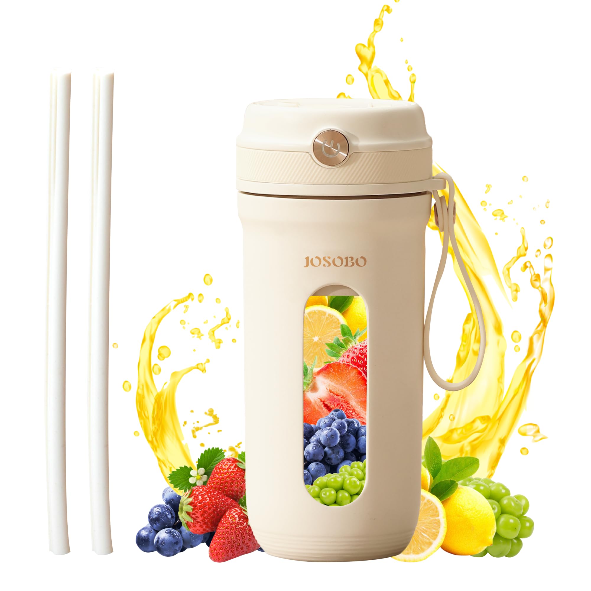 JOSOBO Portable Blender, protein shake blender, Smoothies with 10 Ultra Sharp Blades, 16 Oz Mini Blender USB Rechargeable Type-C, for Travel Picnic Office Gym