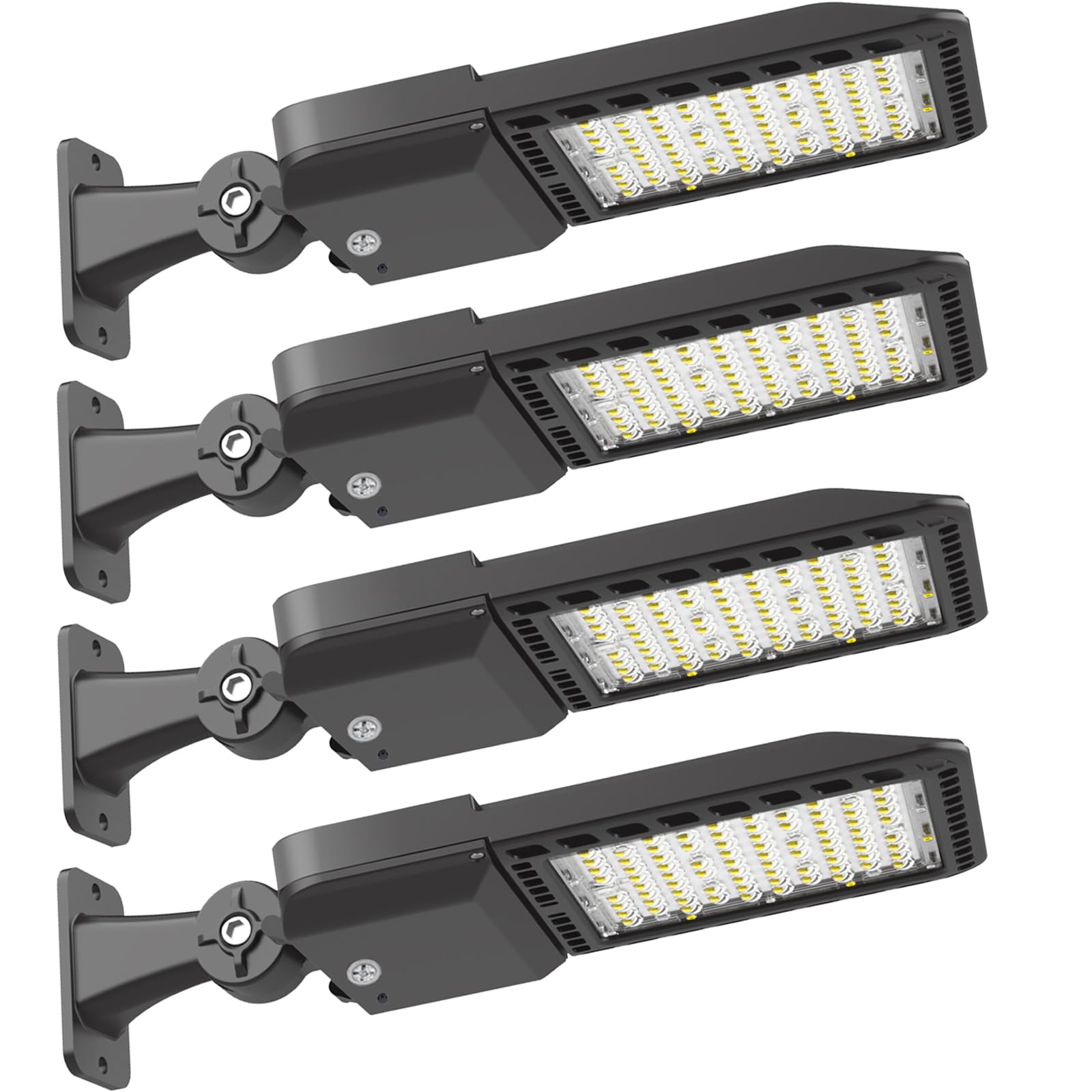 SEURON 4Pack 300W LED Parking Lot Lights with Adjustable Arm Mount, 39000LM Dusk to Dawn Photocell 5000K LED Outdoor Commercial Area Lighting, 100-277V IP65 Shoebox Light for Yard Roadway, ETL Listed