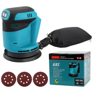 random orbit sander for makita 18v battery, 5-inch 14000rpm cordless electric orbital sander with 3 various speeds, palm sander with 3 pcs sandpapers & dust bag, perfect for woodworking(tool only)