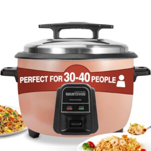 Wantjoin Rice Cooker - 42 Cups (Cooked) with Removable Non-Stick Bowl, 10L/10.56QT Commercial Stainless Rice Cooker with Keep Warm Function for Party, Family, Brown