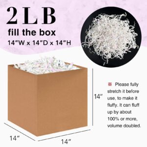 Corlcol 2LB Crinkle Cut Paper Shred Filler for Bag Gift Box Basket Confetti Paper Shreded Stuffing Decoration for Valentine's Day Holiday Party (Diamond White)