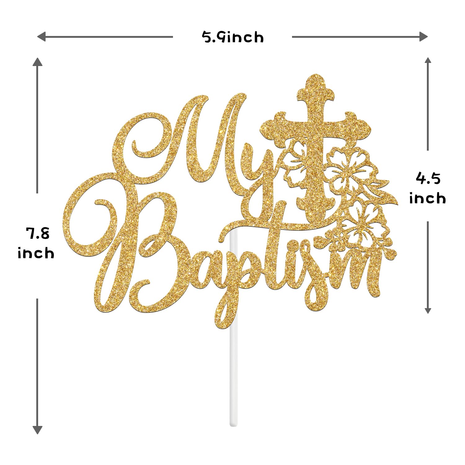 My Baptism Cake Topper, First Holy Communion,God Bless This Child, Bridal Shower/Wedding/Baptism/Christening Baby Shower Party Decorations, Gold Glitter