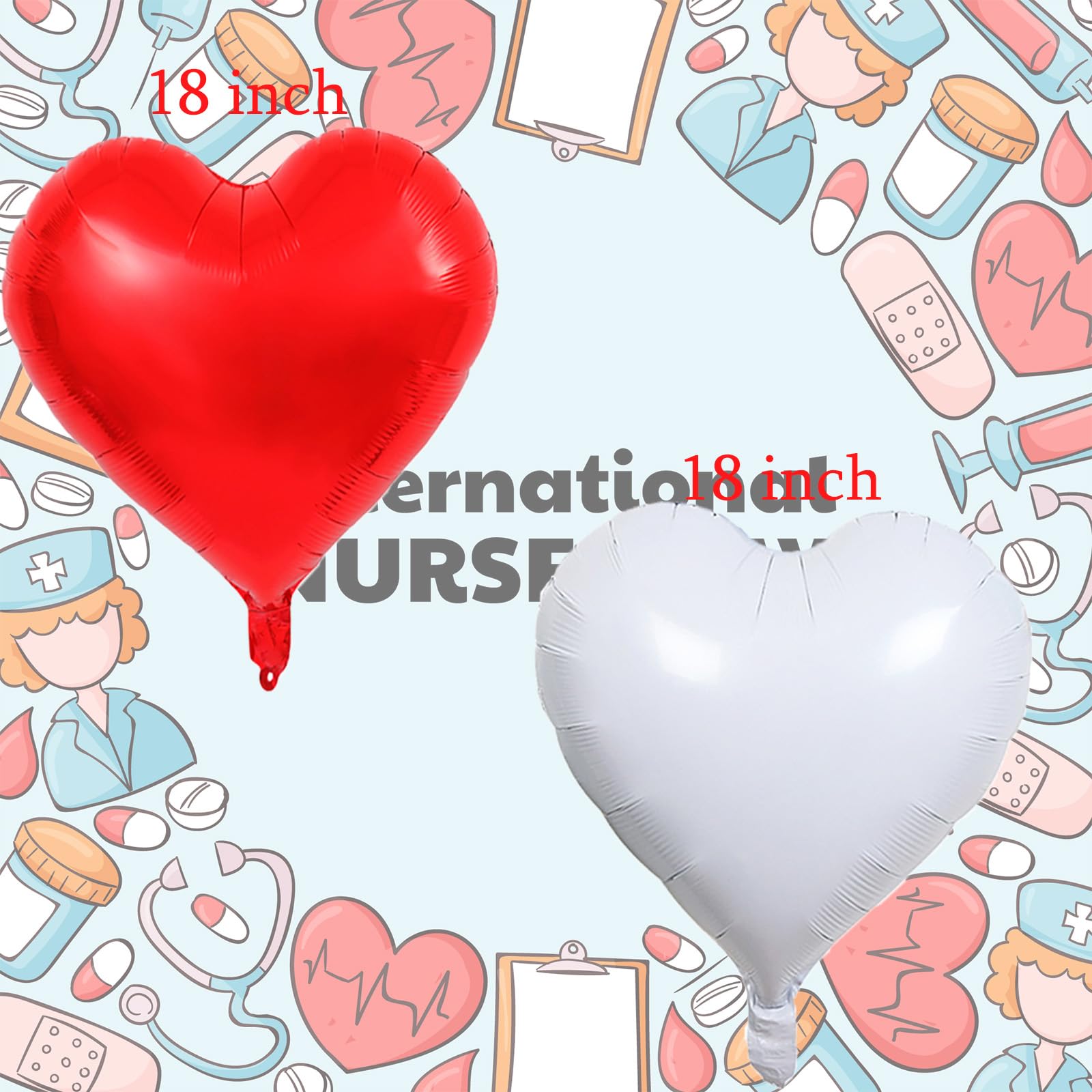 10Pcs Nurse Balloons Nurse Party Decorations Supplies Nurse Cap Balloons Red and White Heart Balloons for Nurse Graduation RN Themed Nursing School Party Supplies