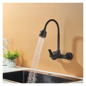 lhxeqjam chrome kitchen sink black hose multi-mode spout wall mount hot and cold mixer faucet (color : matte black)