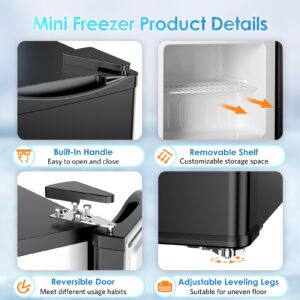 FREE VILLAGE Upright Freezer - 1.2 Cu.ft Small Upright Freezer with 5°F to -11°F, Adjustable Temperature for Singles & Small Families, Energy-Efficient, Ideal for Apartments & Dorms, Black