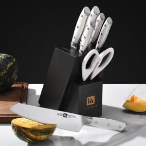 Klaus Meyer Stahl High Carbon Exclusive German Steel 8 Piece Knife Block Set (White)