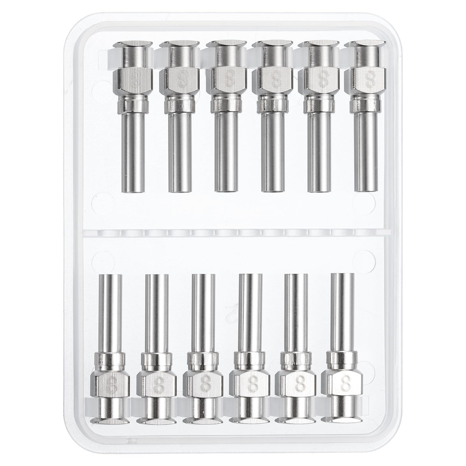 PATIKIL 8Ga x 0.5 Inch Stainless Steel Dispensing Needle Tips, 12Pcs Metal Glue Needle Tube Blunt Tips Luer Lock for Thick Glue Ink Lab, Silver