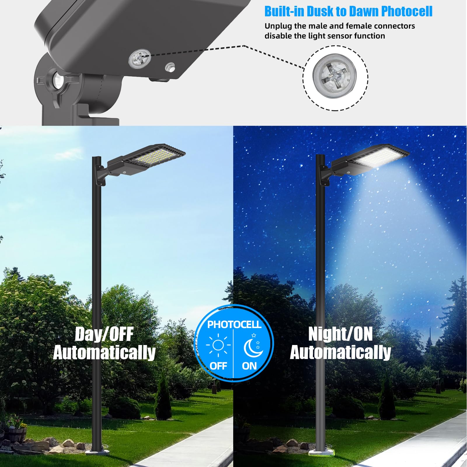 SEURON 4Pack 300W LED Parking Lot Lights with Adjustable Arm Mount, 39000LM Dusk to Dawn Photocell 5000K LED Outdoor Commercial Area Lighting, 100-277V IP65 Shoebox Light for Yard Roadway, ETL Listed