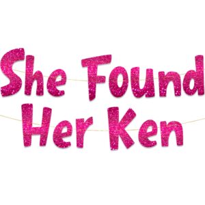 she found her ken pink glitter bachelorette banner - bachelorette party decorations, favors, supplies, games and ideas