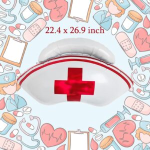 10Pcs Nurse Balloons Nurse Party Decorations Supplies Nurse Cap Balloons Red and White Heart Balloons for Nurse Graduation RN Themed Nursing School Party Supplies