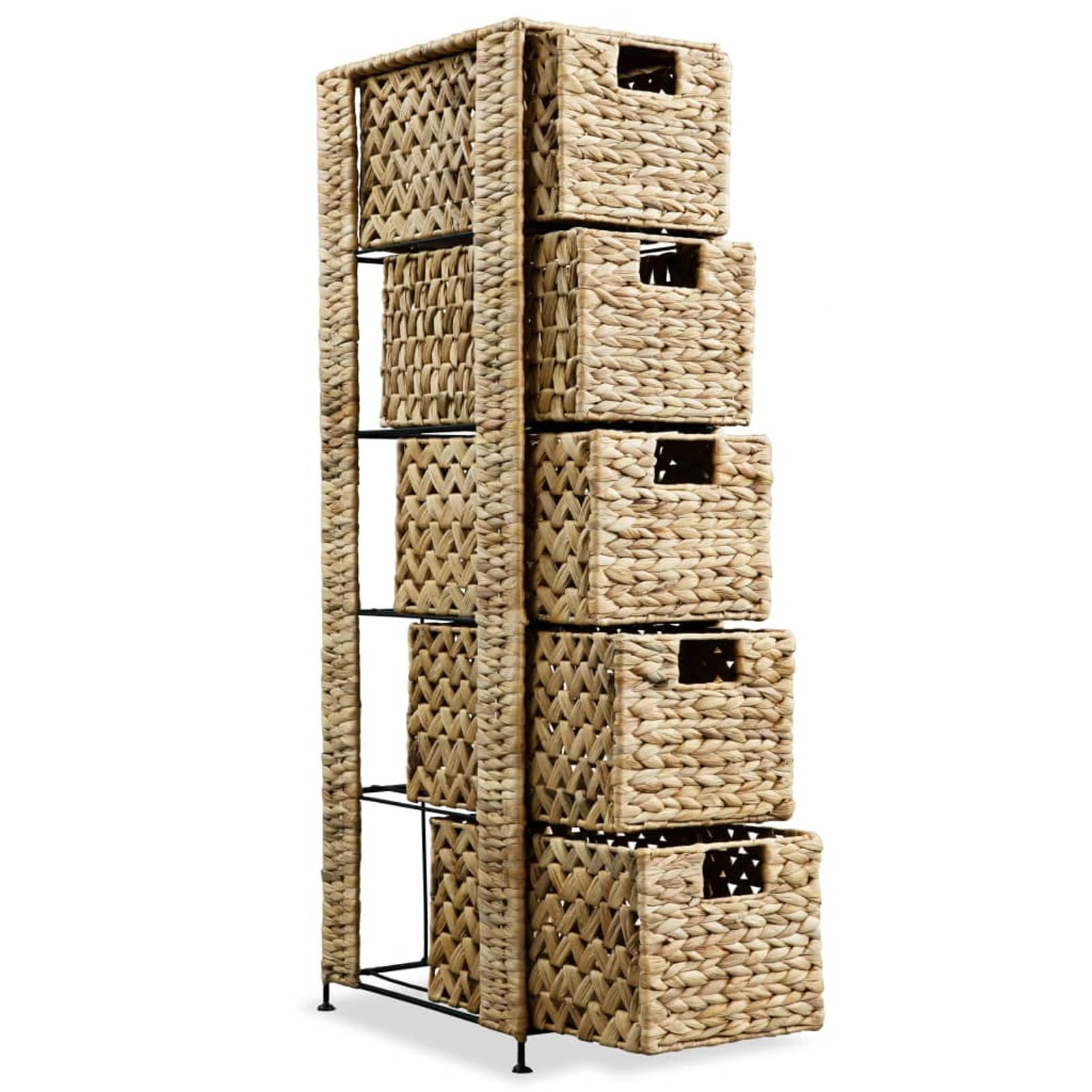 Gecheer Storage Unit with 5 Baskets 10"x14.6"x39.4" Water Hyacinth D320509C