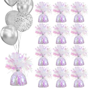 paper fair ombre iridescent heavy solid balloon weights pack of 12, table centerpiece diy décor for bridal shower, party decoration, (5 oz, 4.7 inches tall) balloon anchor for helium balloon