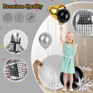 MCPINKY 6PCS Disco Ball Ballons, 25" Disco Foil Ballons Aluminum Helium Balloons Large Metallic Balloons for 80s 90s Dance Party Birthday Wedding