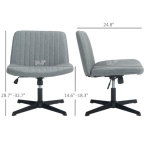 HOMCOM Wide Office Chair, Armless Office Desk Chair, Computer Fabric Vanity Chair with Adjustable Height, Gray