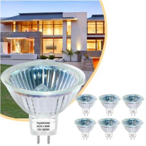 ivyemons mr16 halogen bulb 50w 12v - 6 pack mr16 bulb 50w with gu5.3 base, mr16 dimmable warm white 2800k, long lasting mr16 gu5.3 halogen bulb for landscape, track lights, and fiber optics