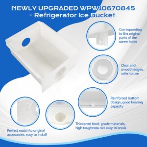 ➋⓿➋➍ ɴᴇᴡ 𝐔𝐩𝐠𝐫𝐚𝐝𝐞𝐝 WPW10670845, W10670845 Refrigerator Ice Bucket for Whirlpool, kitchenaid, Kenmore, Amana Refrigerators Etc.Replaces 2196091,1115342,1115372, W10670845 Etc,1 Year Warranty