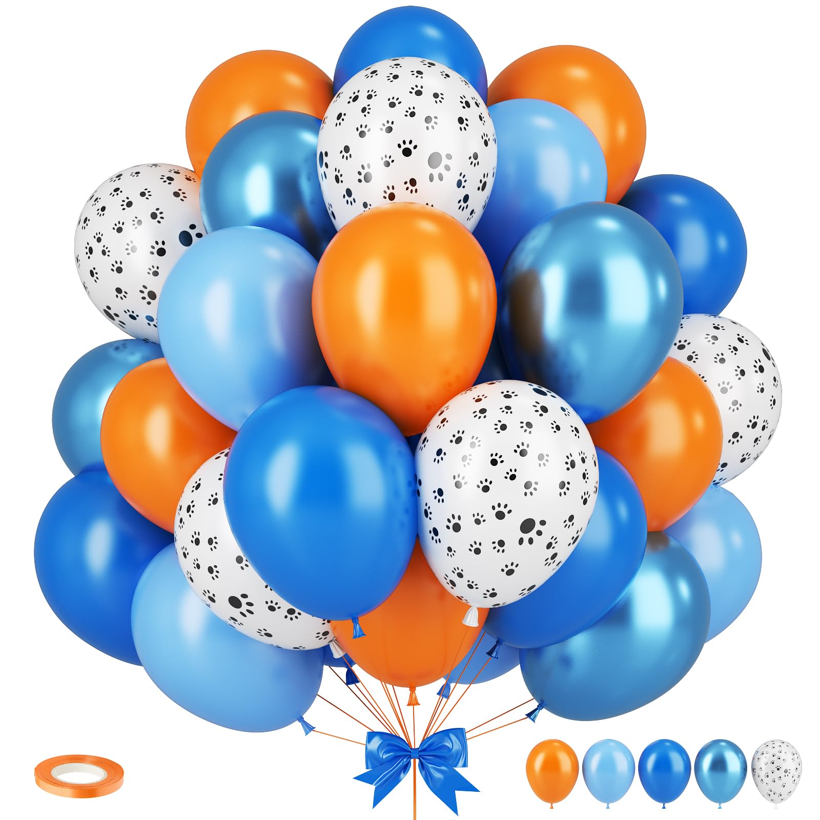 Dog Paw Balloons,12 Inchs Orange and Blue Balloons with Doghand Balloons for Birthday Baby Shower Company Events Wedding Bridal Shower Party Decoration