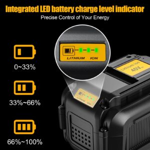 HavenHarmo 40V 5.0Ah Battery Replacement for Dewalt 40V Max Battery DCB404 DCB406 DCB407 DCB114,5000mAh Lithium Ion Battery Compatible with Dewalt 40V Battery Power Tools and Charger(Black)