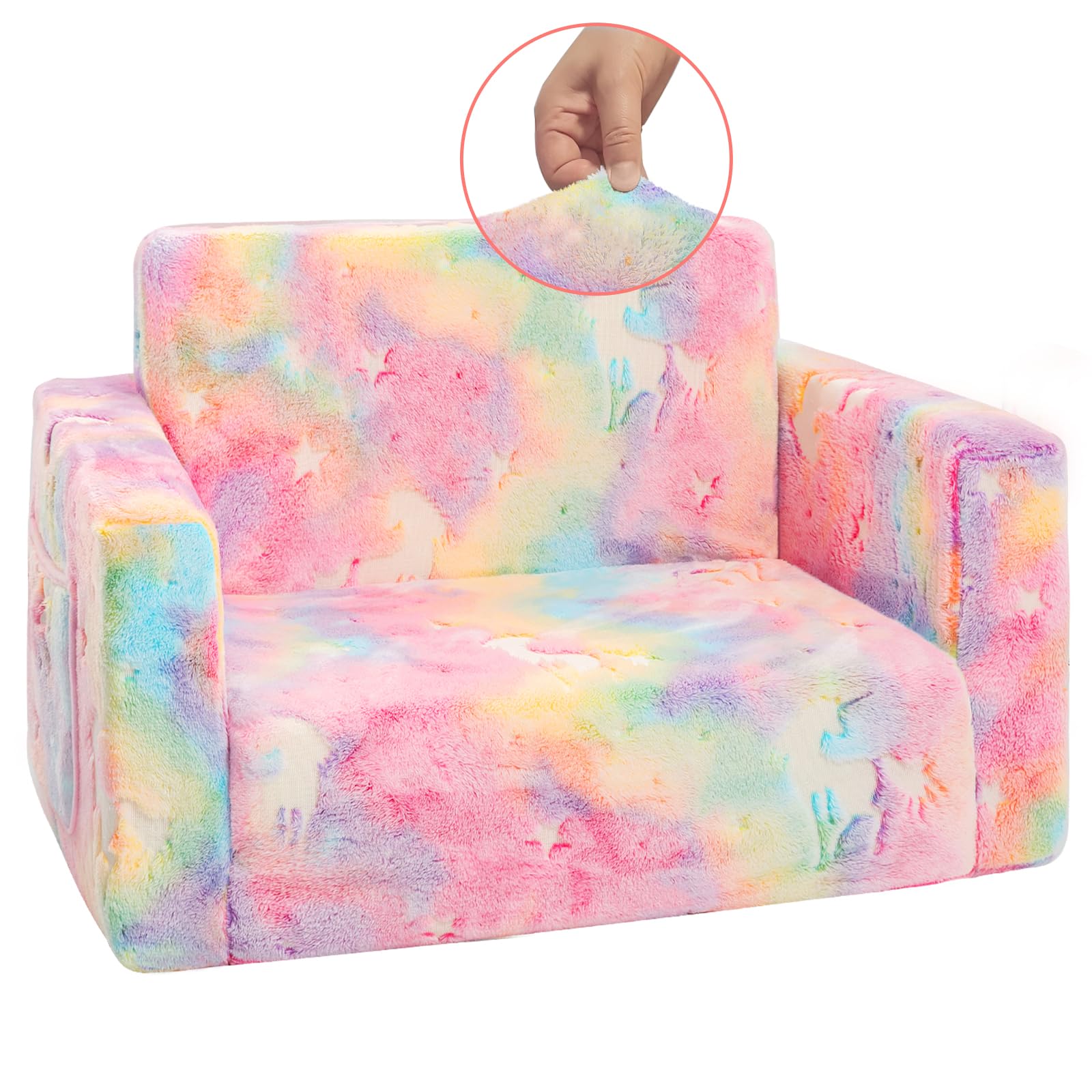 Toddler Chair Sofa Slipcover Toddler Couch Cover Furniture Protector for Kids,Fit Kids Chair Size 17" D x 23" W x 15" H（Unicorn